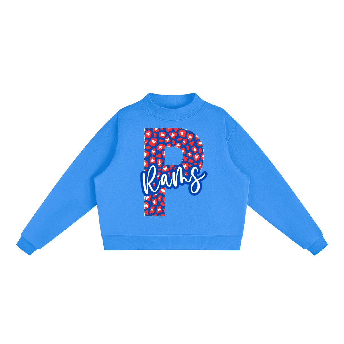 Essential Fleece Mock-Neck Crew Sweatshirt - Paragould Rams "P" Leopard