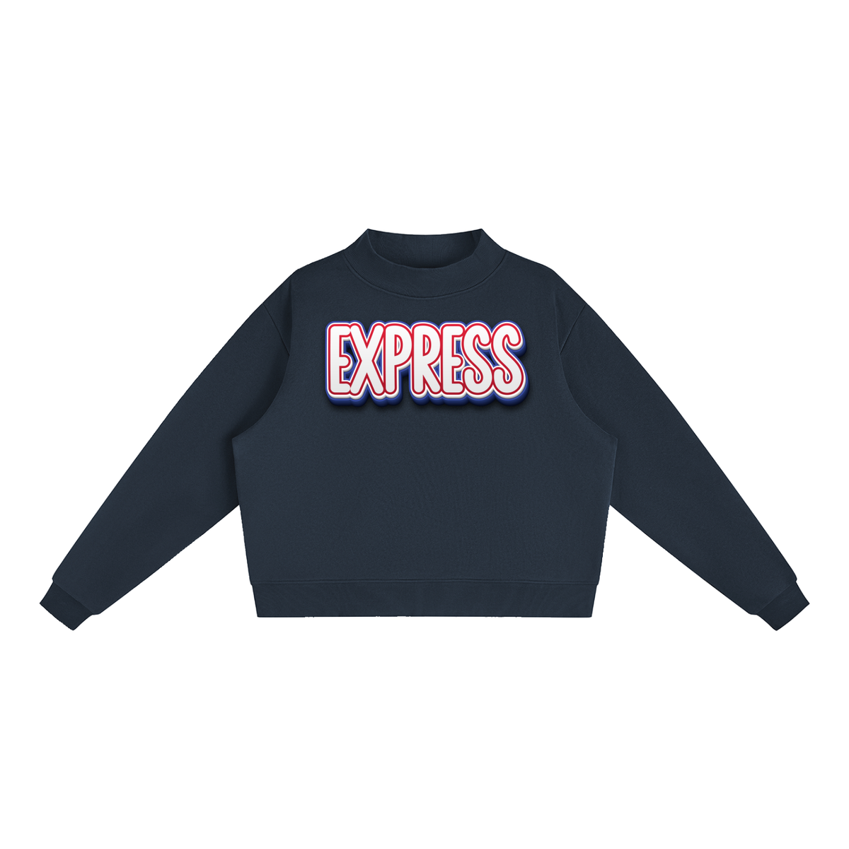 Express Baseball. Fleece Mock-Neck Crew Sweatshirt