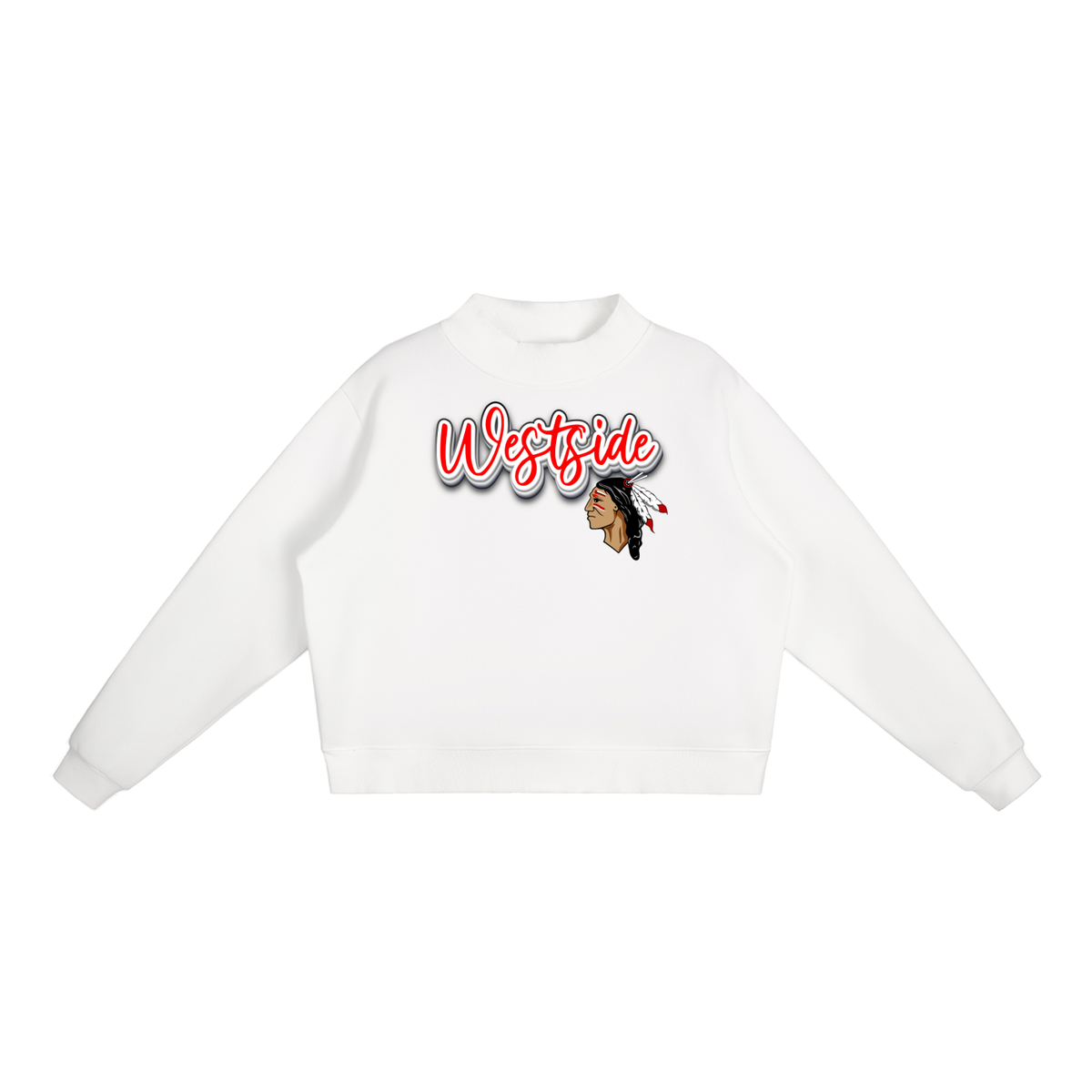 Essential Fleece Mock-Neck Crew Sweatshirt - Westside Warriors with Logo