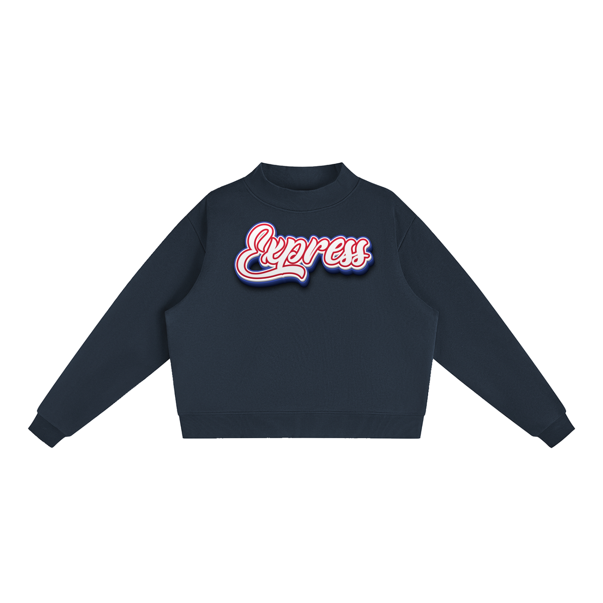 Express Baseball.  Fleece Mock-Neck Crew Sweatshirt