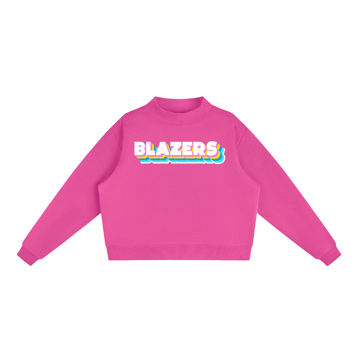 Essential Fleece Mock-Neck Crew Sweatshirt - Valley View Blazers -Neon