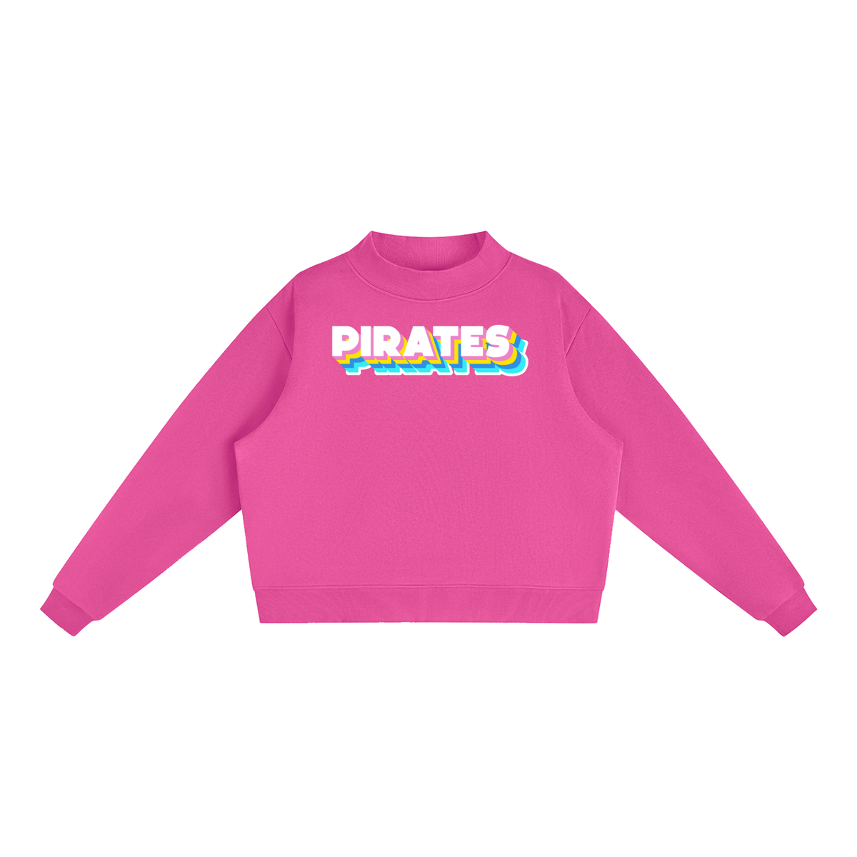 Essential Fleece Mock-Neck Crew Sweatshirt - Pirates Neon