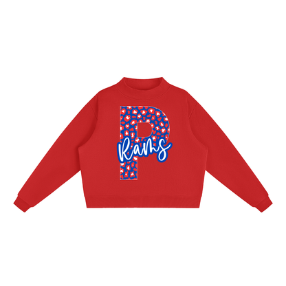 Essential Fleece Mock-Neck Crew Sweatshirt - Paragould Rams "P" Leopard