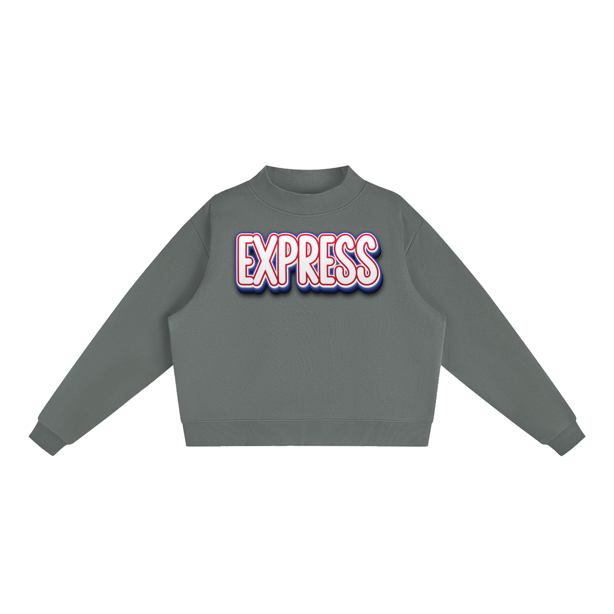 Express Baseball.  Fleece Mock-Neck Crew Sweatshirt