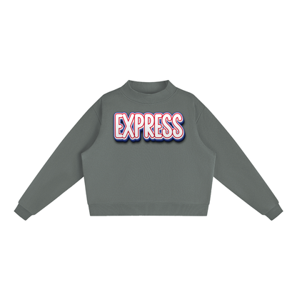 Express Baseball.  Fleece Mock-Neck Crew Sweatshirt
