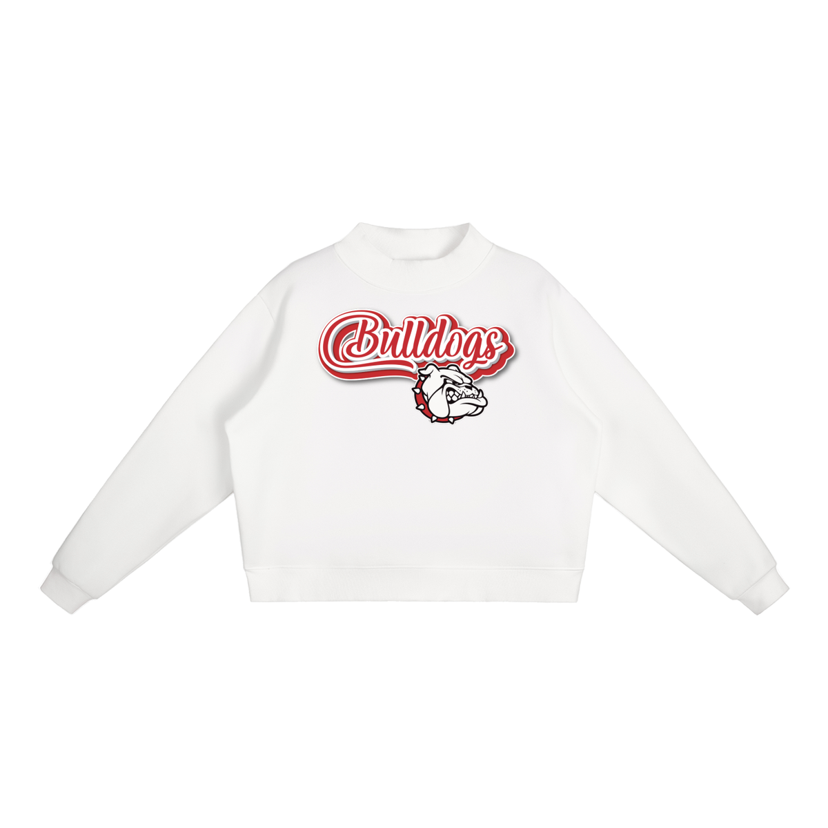 Essential Fleece Mock-Neck Crew Sweatshirt - Bulldogs with logo