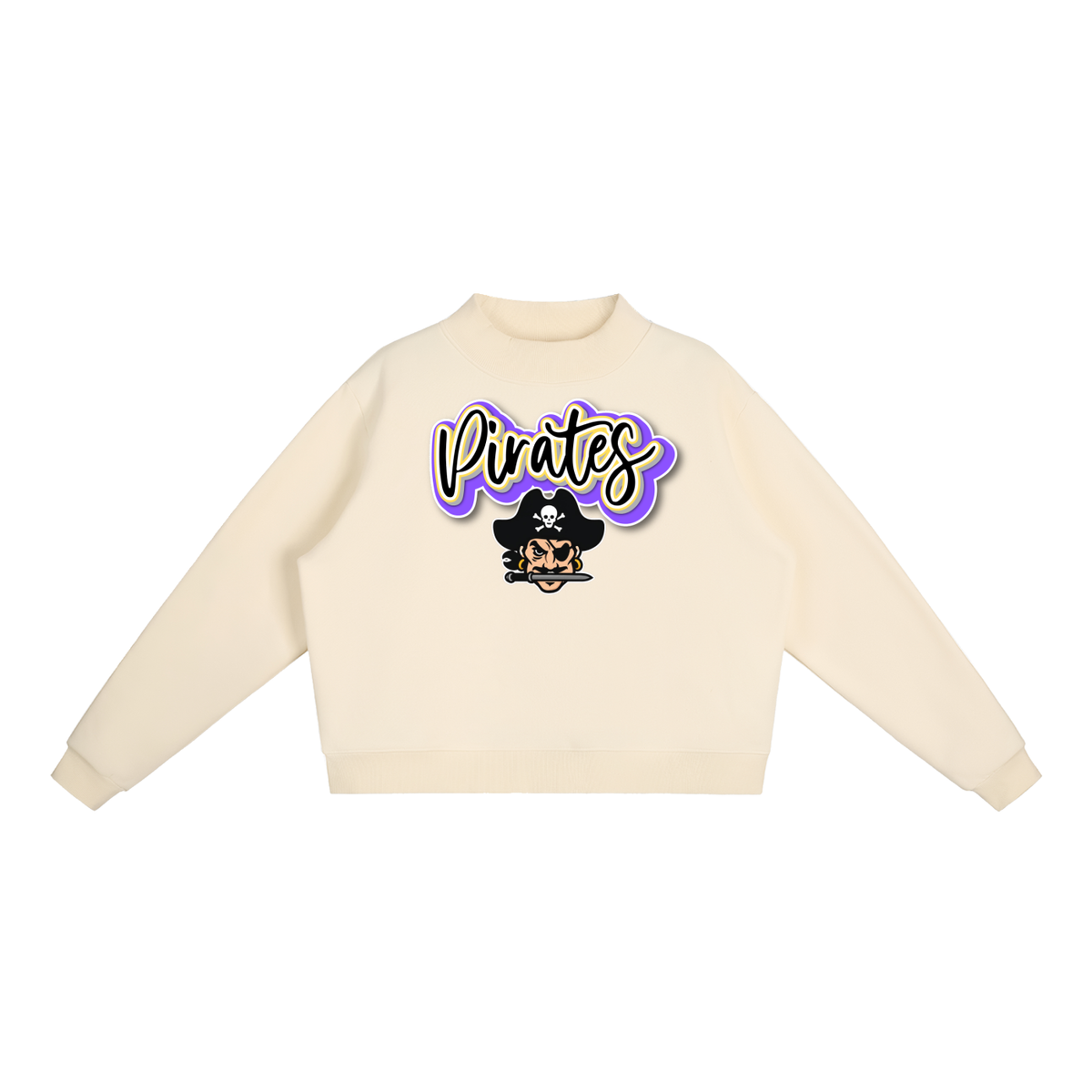Essential Fleece Mock-Neck Crew Sweatshirt - Swifton Pirates with Logo