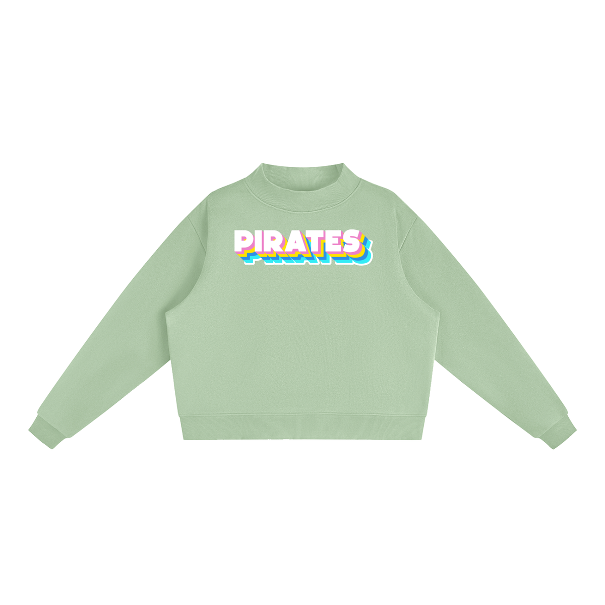 Essential Fleece Mock-Neck Crew Sweatshirt - Pirates Neon