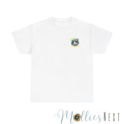 Shark Surf Style Tee, Unisex Cotton T-Shirt for Beach Lovers, Shark Graphic Tee, Surfing Summer Apparel, Ocean Vibe Apparel. Mannly Brand