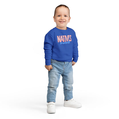 Natives Baseball Toddler Sweatshirt, Cute Kids Gift, Baseball Fan Apparel, Playful Toddler Gear, Sporty Children’s Clothing