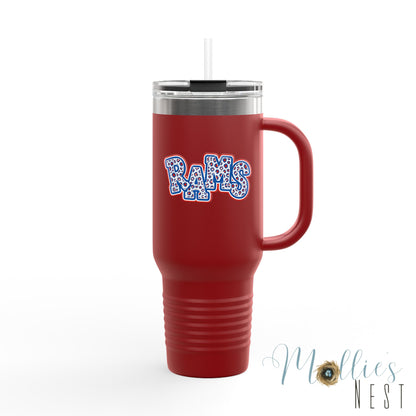 40oz Insulated Travel Mug — Paragould Rams Leopard Print & Team Logo