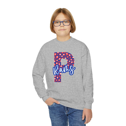 Youth Paragould Rams. Leopard "P" Crewneck Sweatshirt