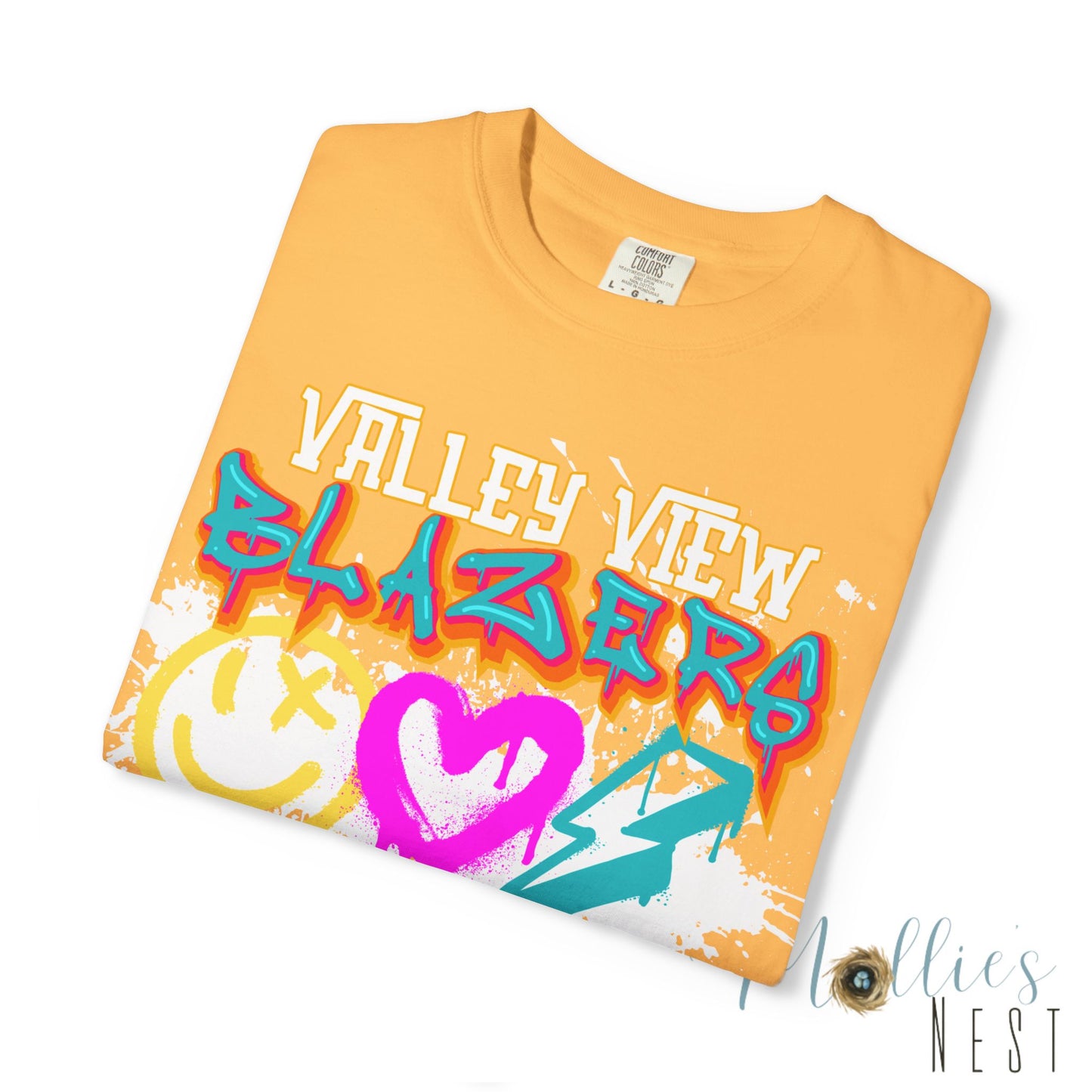 Valley View Blazers Graffiti Tee — Neon Heart, Smile & Lightning Shirt