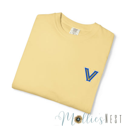 Valley View Light the Flame Football Helmet T-Shirt | Unisex Garment-Dyed Tee for Football Fans, Game Day Shirt, Sports Apparel, Casual Wear