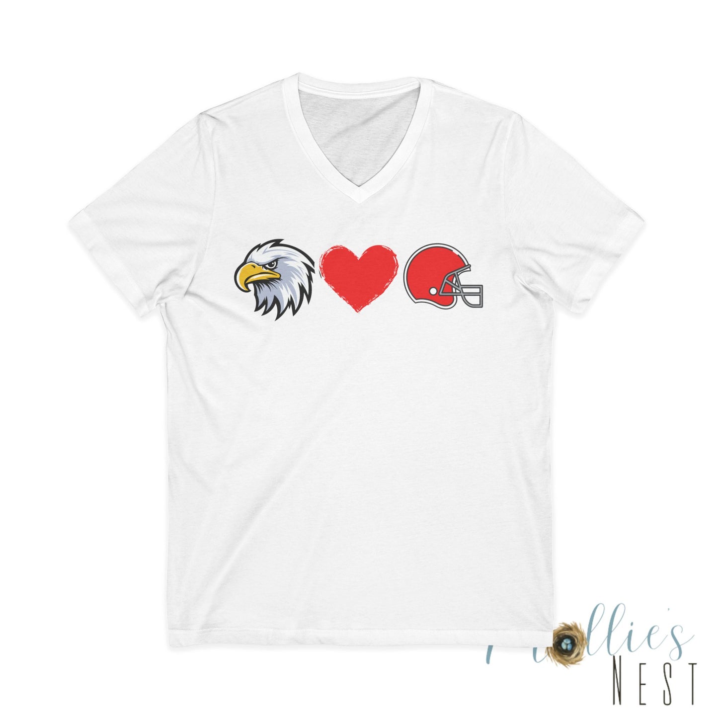 Eagle - Heart - Helmet V-Neck Tee — Football Fan Love Shirt. Eagles