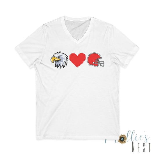 Eagle - Heart - Helmet V-Neck Tee — Football Fan Love Shirt. Eagles
