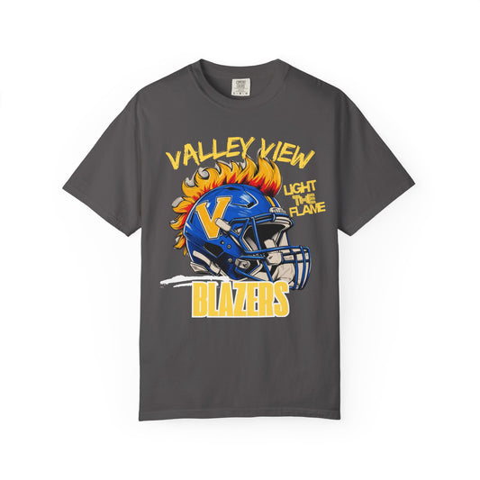 Valley View Blazers Football T-Shirt Flame, Unisex Fan Apparel, Game Day Shirt, Vintage Style Tee, Sportswear