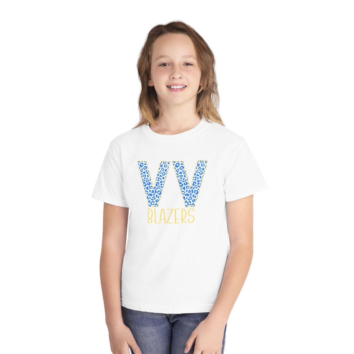 Youth Valley View. VV -Blazers Leopard Monogram Tee