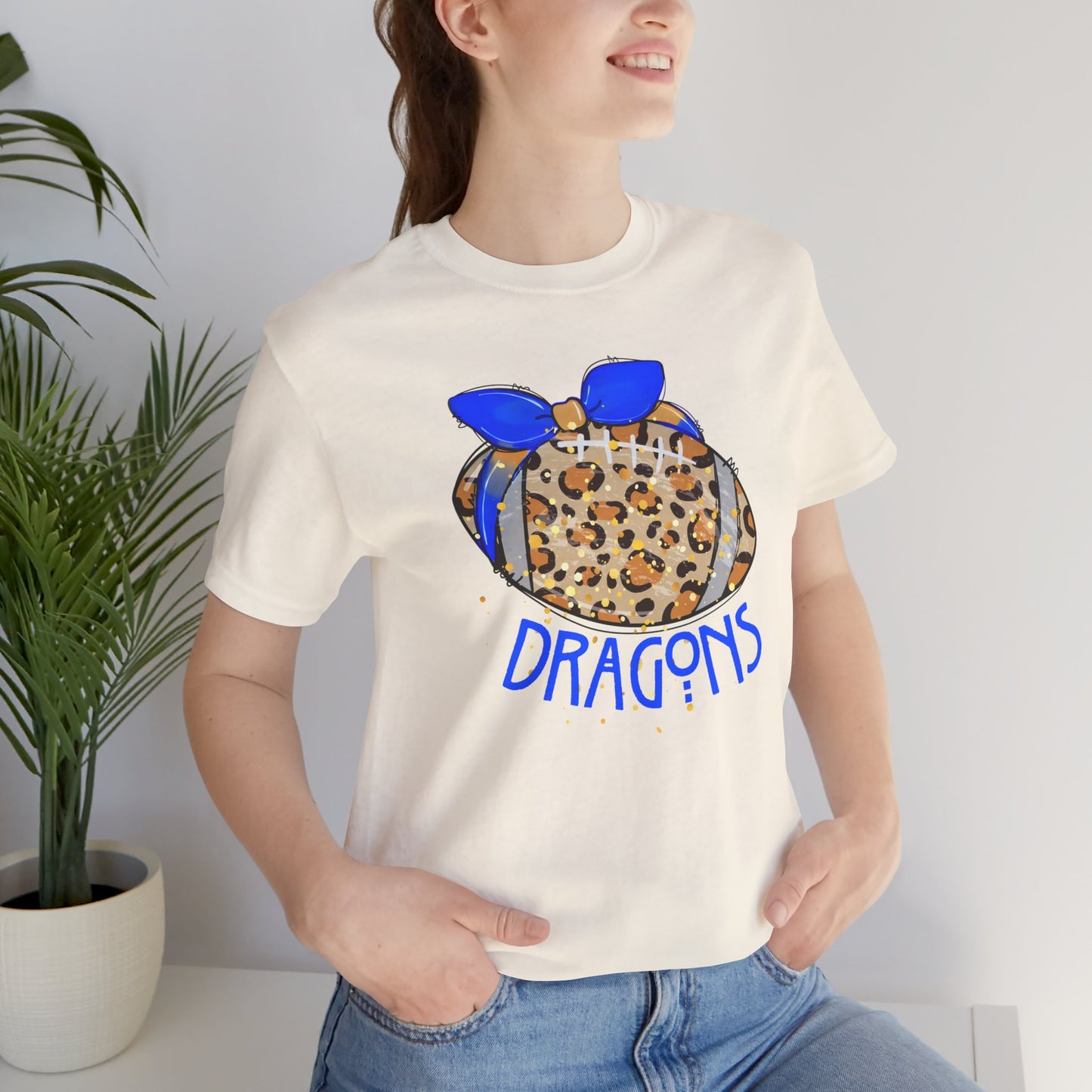 ADULT DRAGONS LEOPARD FOOTBALL. Jersey Short Sleeve Tee