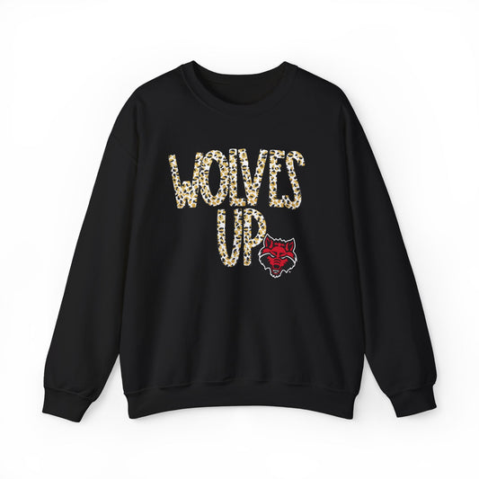 Wolves Up Leopard Print Sweatshirt | Unisex Heavy Blend™ Crewneck