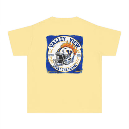 Youth Football Tee, Valley View Blazer Flame Helmet.