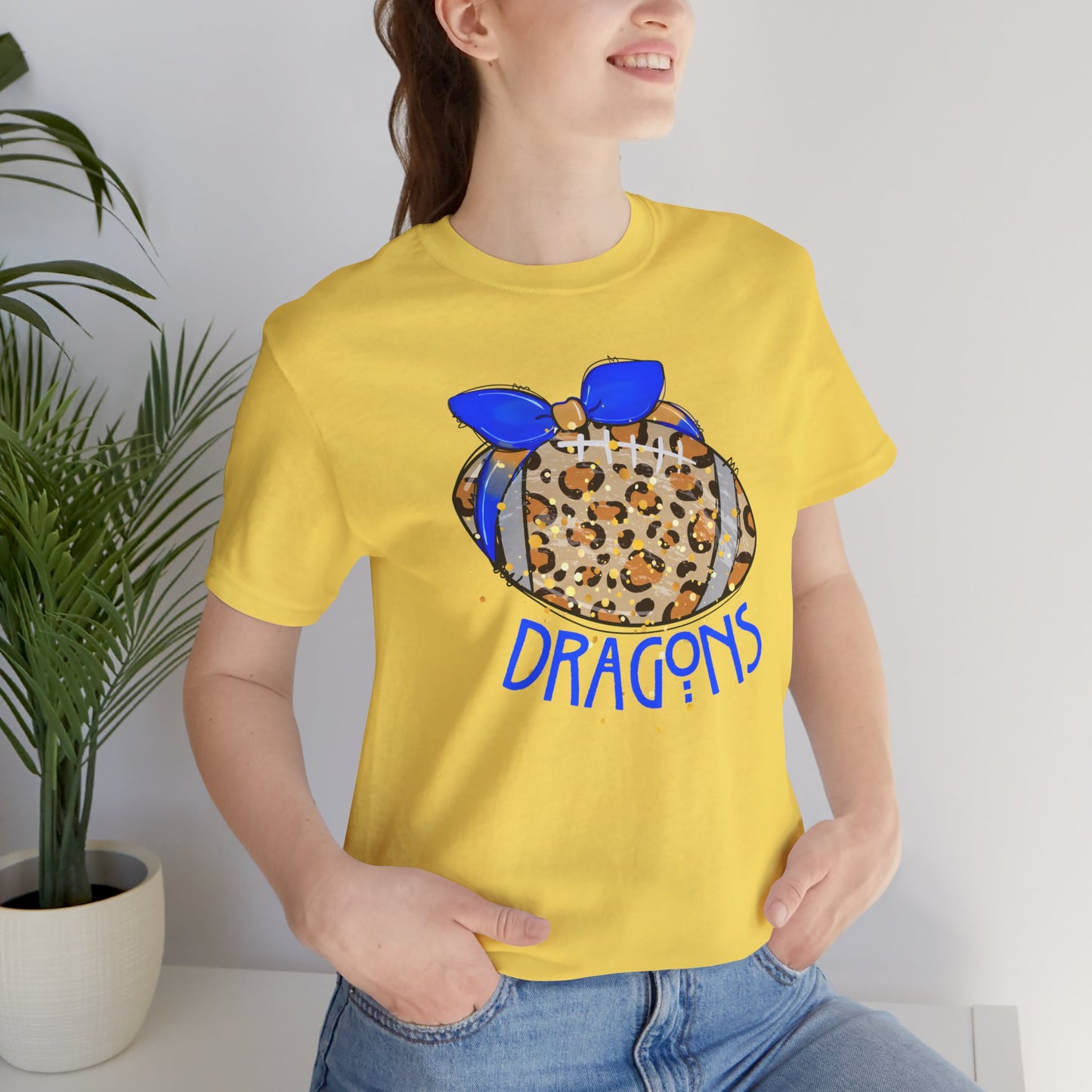 ADULT DRAGONS LEOPARD FOOTBALL. Jersey Short Sleeve Tee