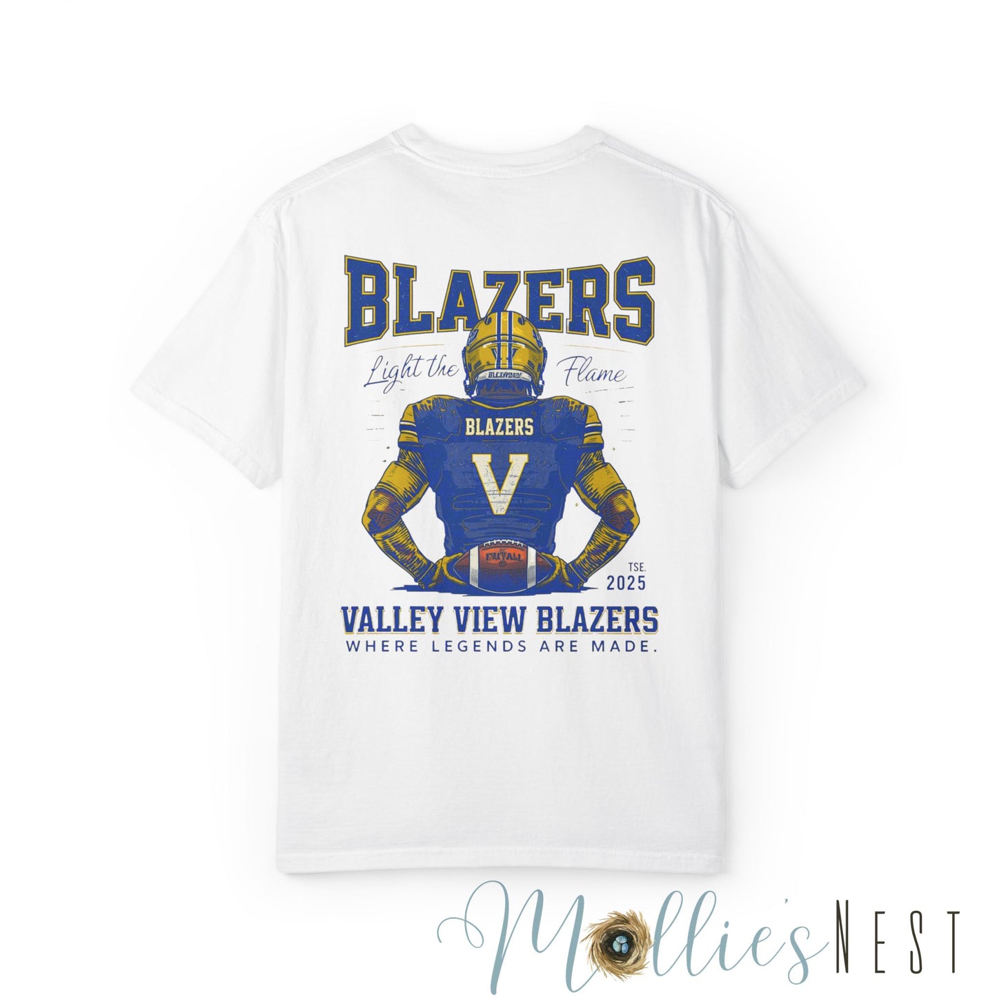 Valley View Blazers Garment-Dyed T-shirt. ADULT "Where Legends are Made"