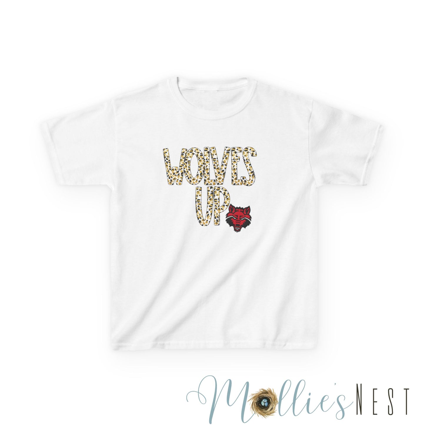 Kids Graphic Tee - "Wolves Up!"  Cotton Shirt, Team Spirit Apparel