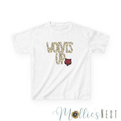 Kids Graphic Tee - "Wolves Up!"  Cotton Shirt, Team Spirit Apparel
