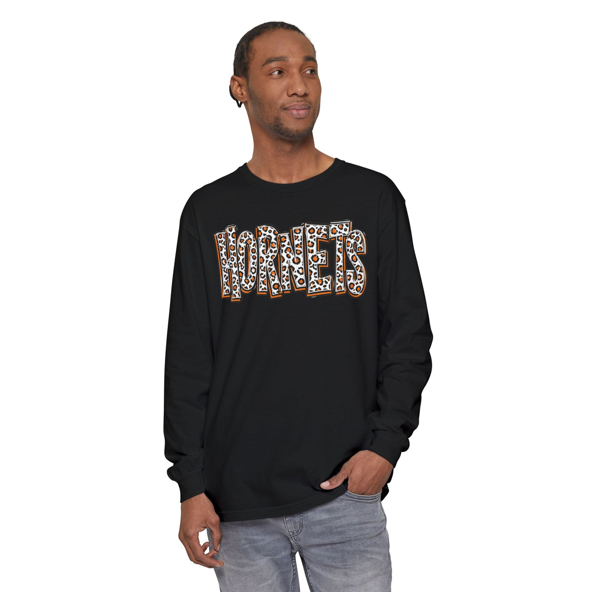 Harrisburg Hornets Stacked Leopard Print Long Sleeve T‑Shirt