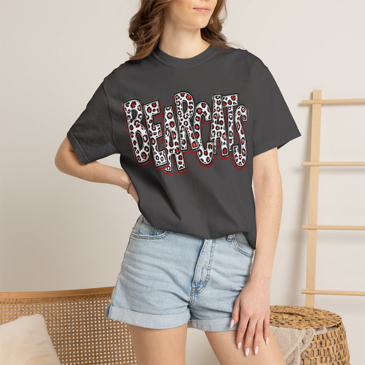 Brookland Bearcats.  ADULT T-Shirt — Leopard Stacked