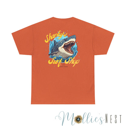 Shark Surf Style Tee, Unisex Cotton T-Shirt for Beach Lovers, Shark Graphic Tee, Surfing Summer Apparel, Ocean Vibe Apparel. Mannly Brand