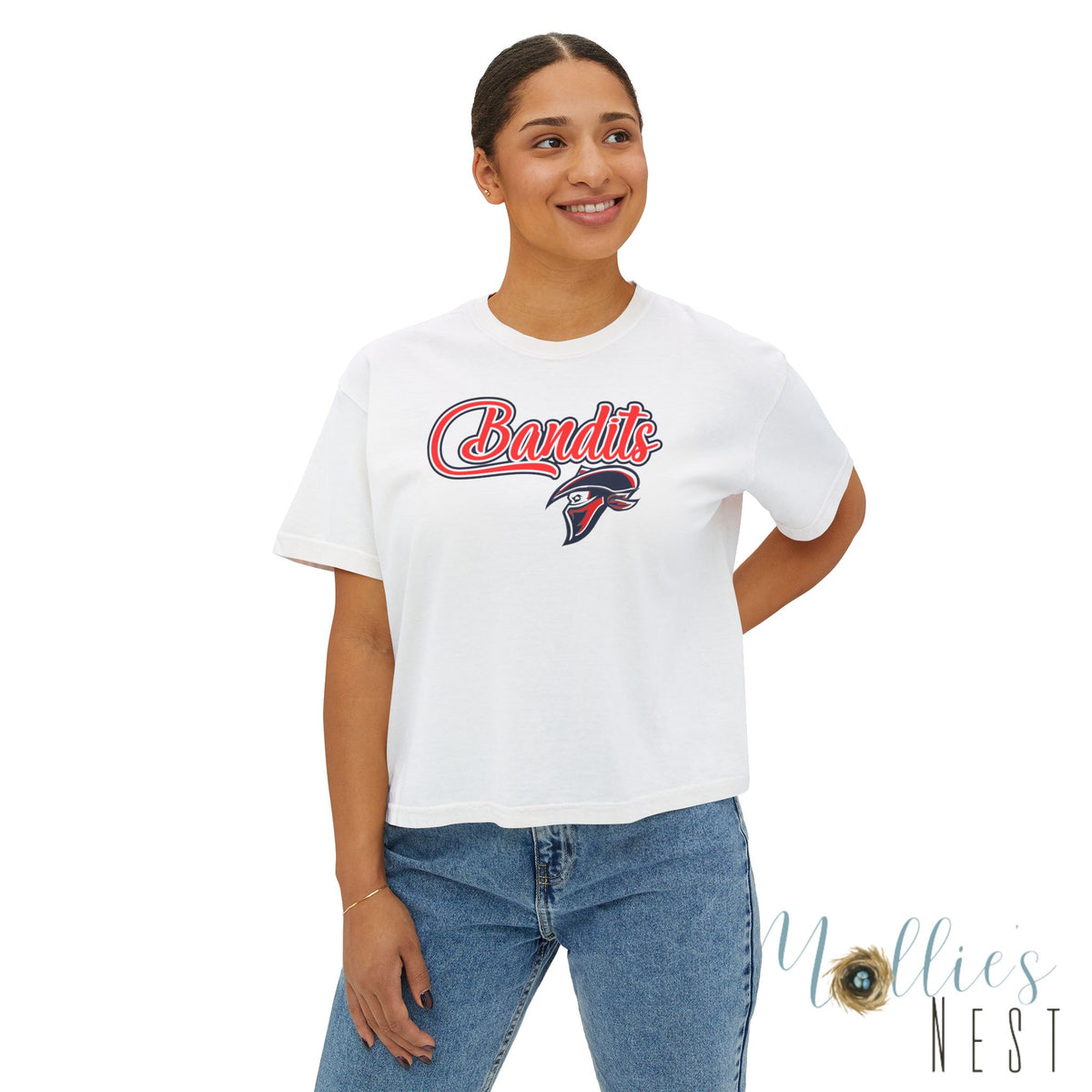 Women’s Boxy Tee – “Bandits” Baseball Graphic Shirt