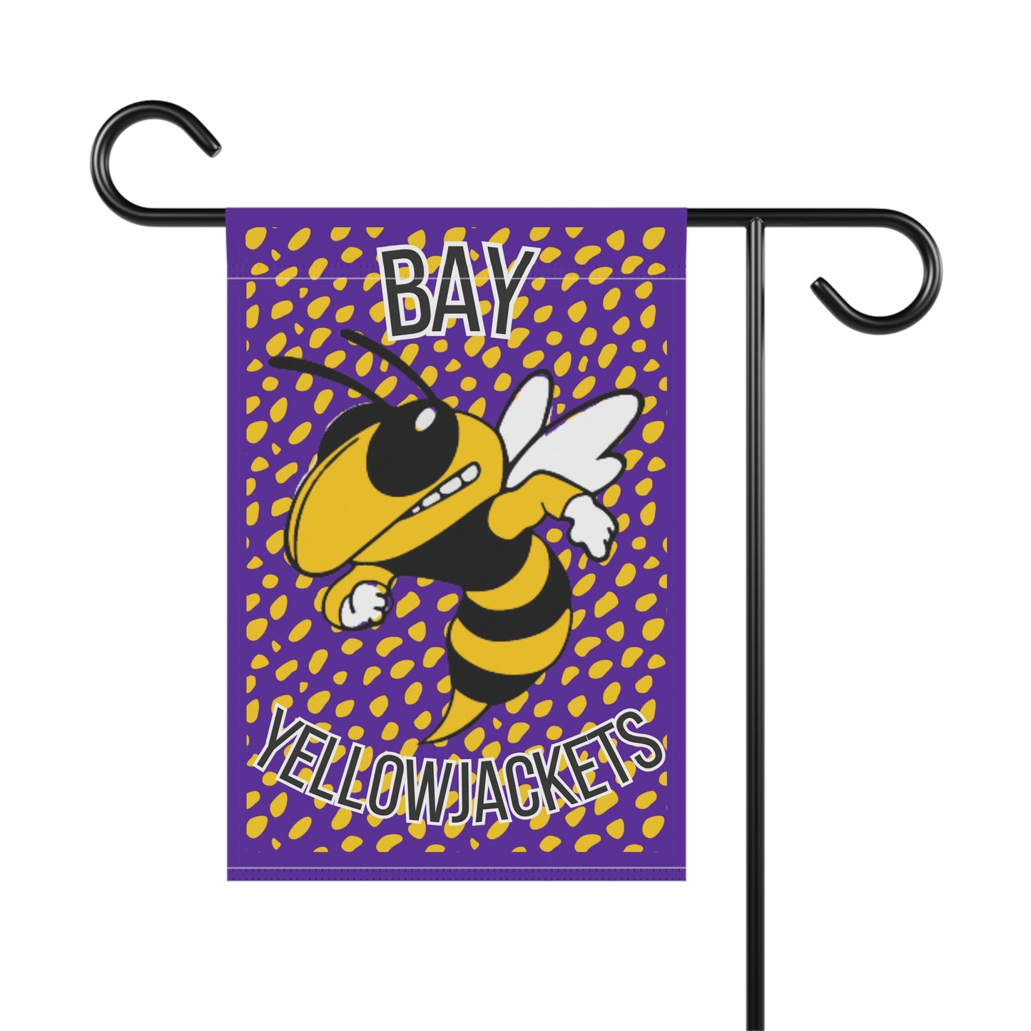 Bay Yellowjackets Flag — Purple Mascot Yard Banner