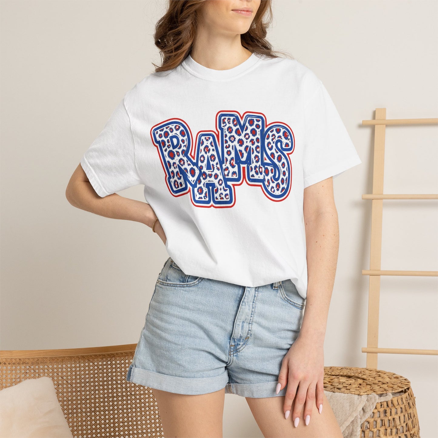 Paragould Rams Leopard Print Retro Logo T-Shirt