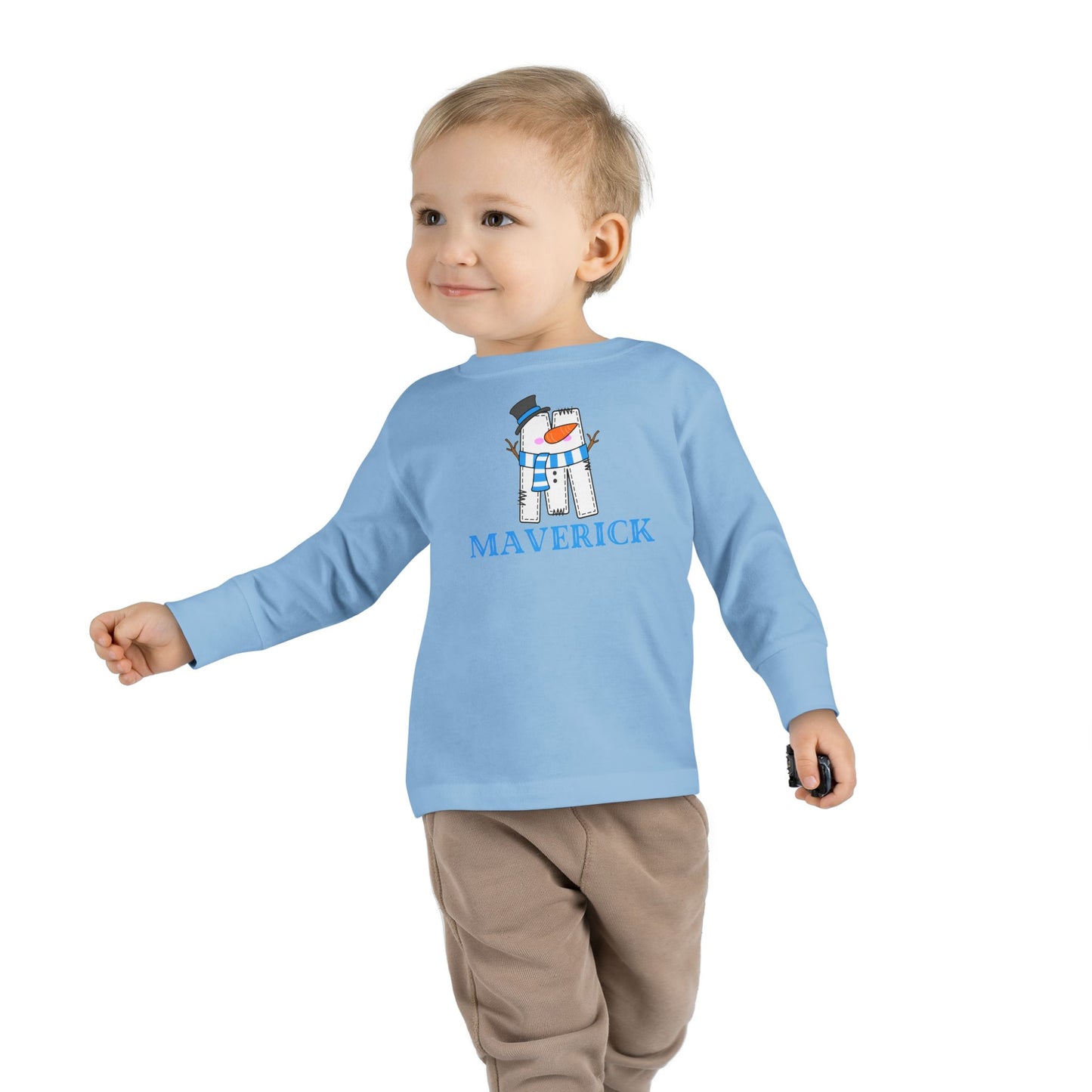 Toddler Long Sleeve Tee. SNOWMAN NAME