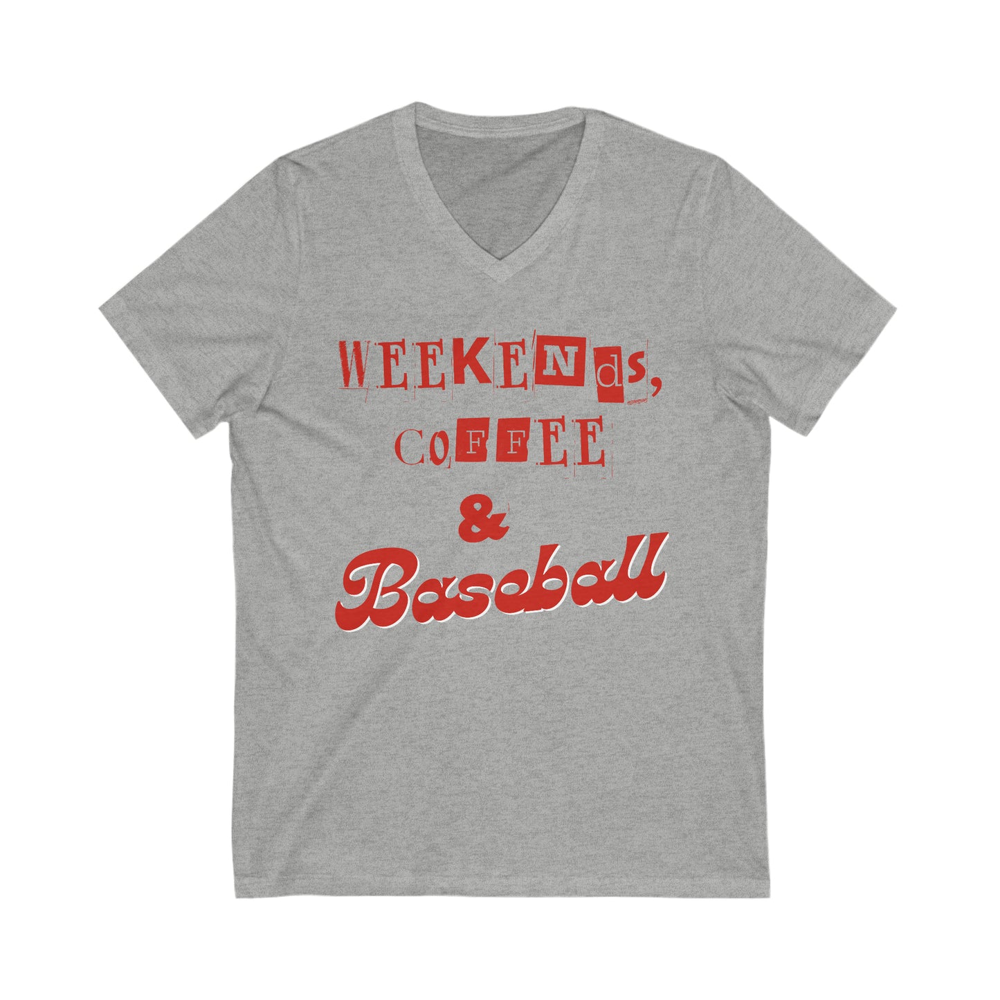 weekends, coffee, Baseball Jersey Short Sleeve V-Neck Tee