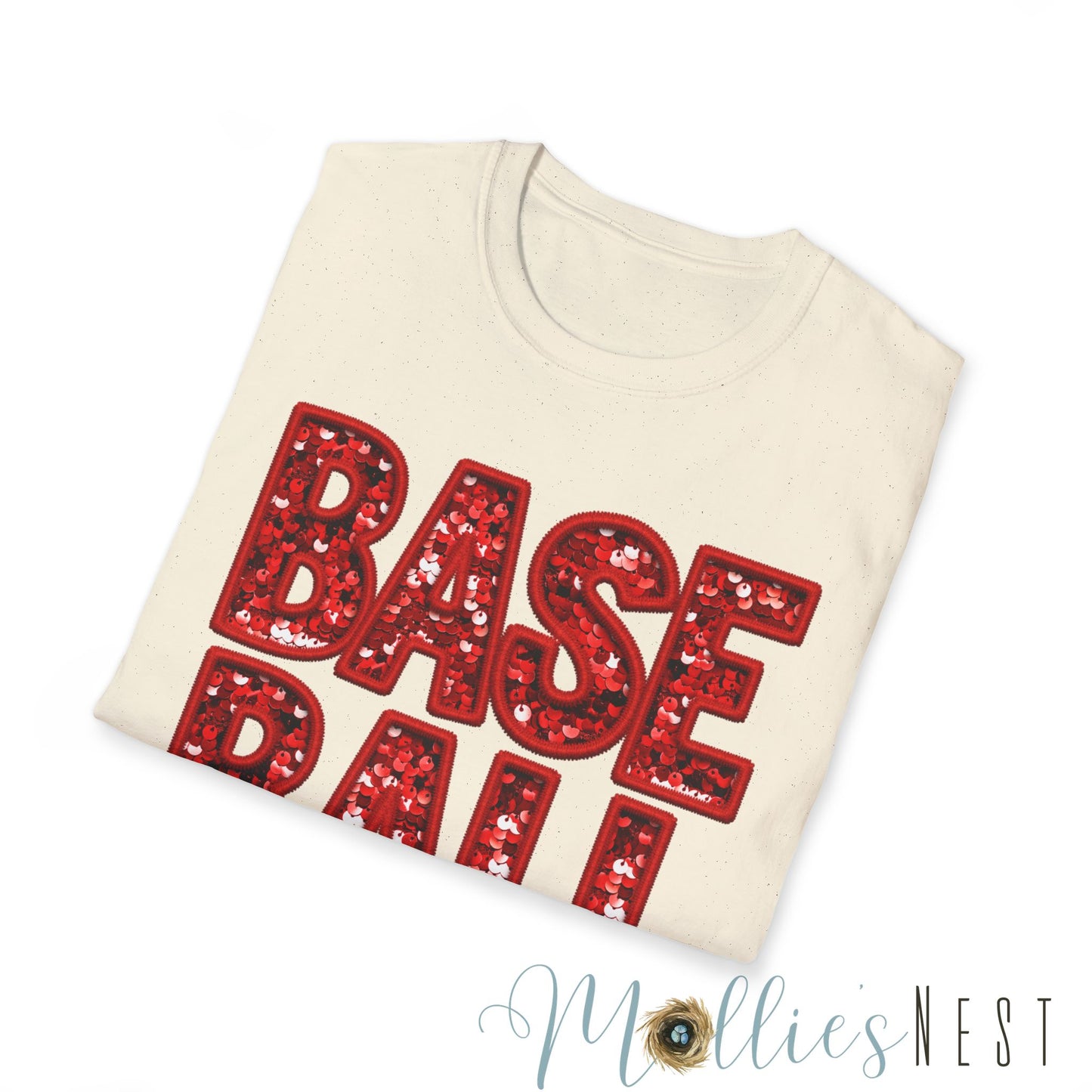 Baseball FAUX Glitter Unisex Softstyle T-Shirt - Perfect for Fans and Players