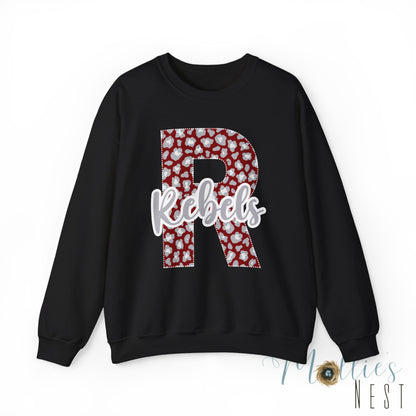 Adult. Riverside Rebels "R" Leopard Sweatshirt