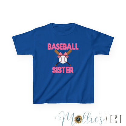 Baseball Sister Kids Heavy Cotton Tee - Cool Tee for Young Baseball Fans