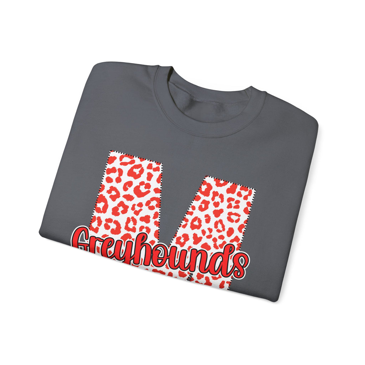 Adult. Marmaduke Greyhounds Leopard Print Initial M Crewneck Sweatshirt
