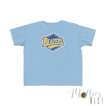 Toddler BLAZERS Retro Logo T‑Shirt — Valley View (Vintage Blue & Gold)