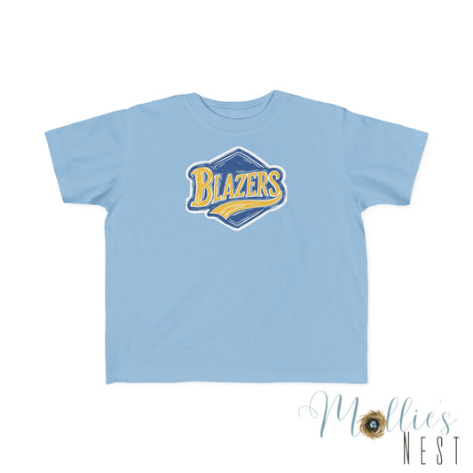 Toddler BLAZERS Retro Logo T‑Shirt — Valley View (Vintage Blue & Gold)
