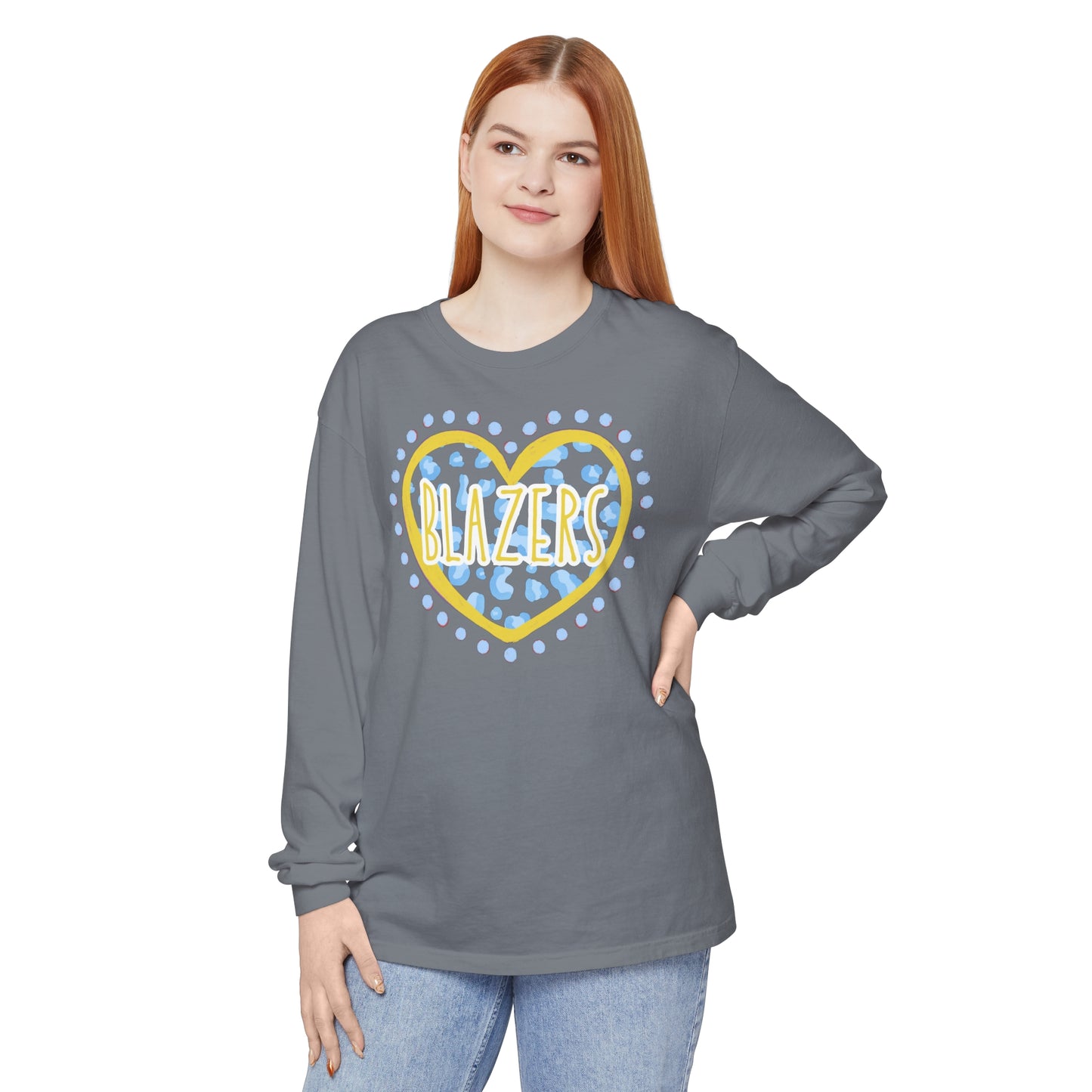 Blazers Heart Garment-dyed Long Sleeve T-Shirt