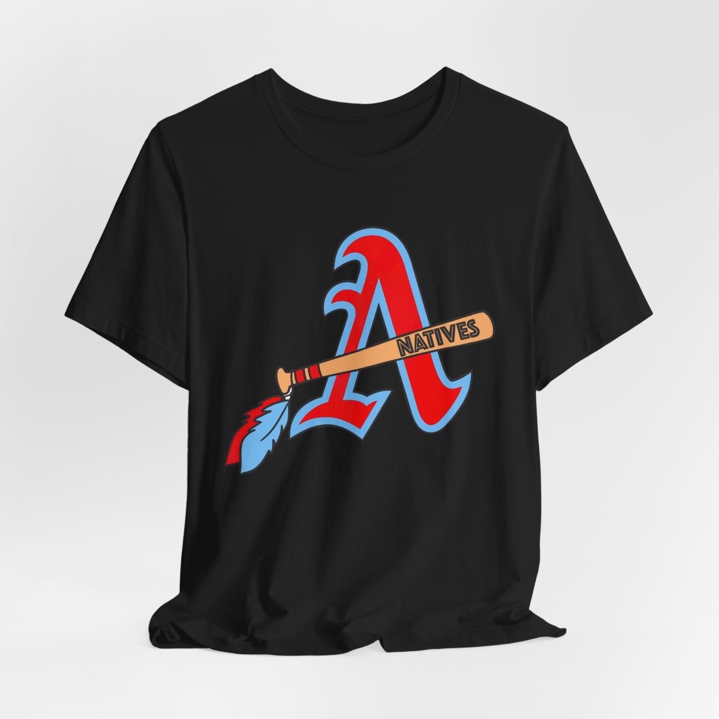 Natives Baseball Tee — Retro A with Tomahawk Graphic