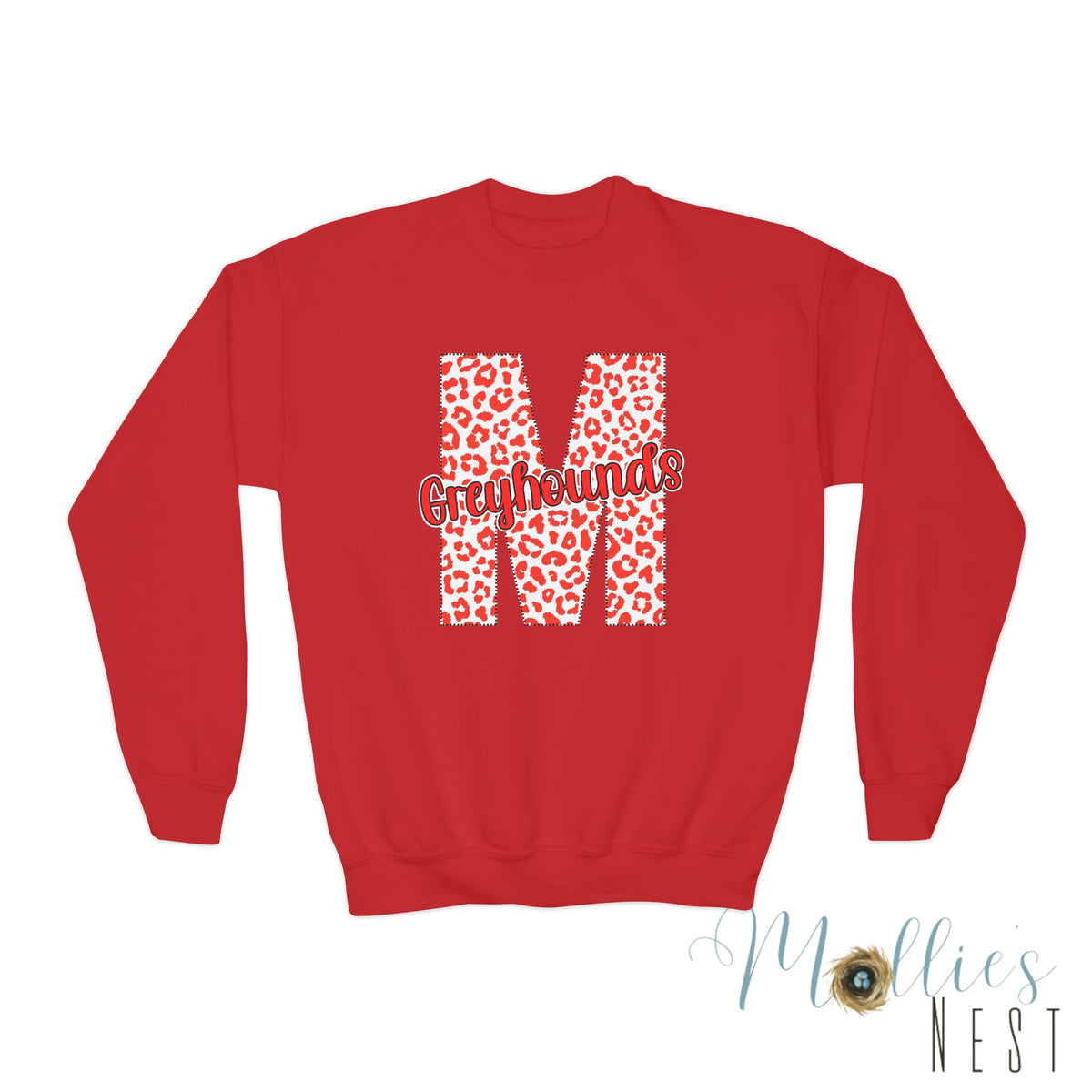 Youth Marmaduke Greyhounds. Crewneck Sweatshirt – Leopard Print