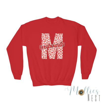 Youth Marmaduke Greyhounds. Crewneck Sweatshirt – Leopard Print