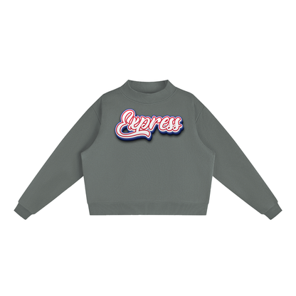 Express Baseball.  Fleece Mock-Neck Crew Sweatshirt
