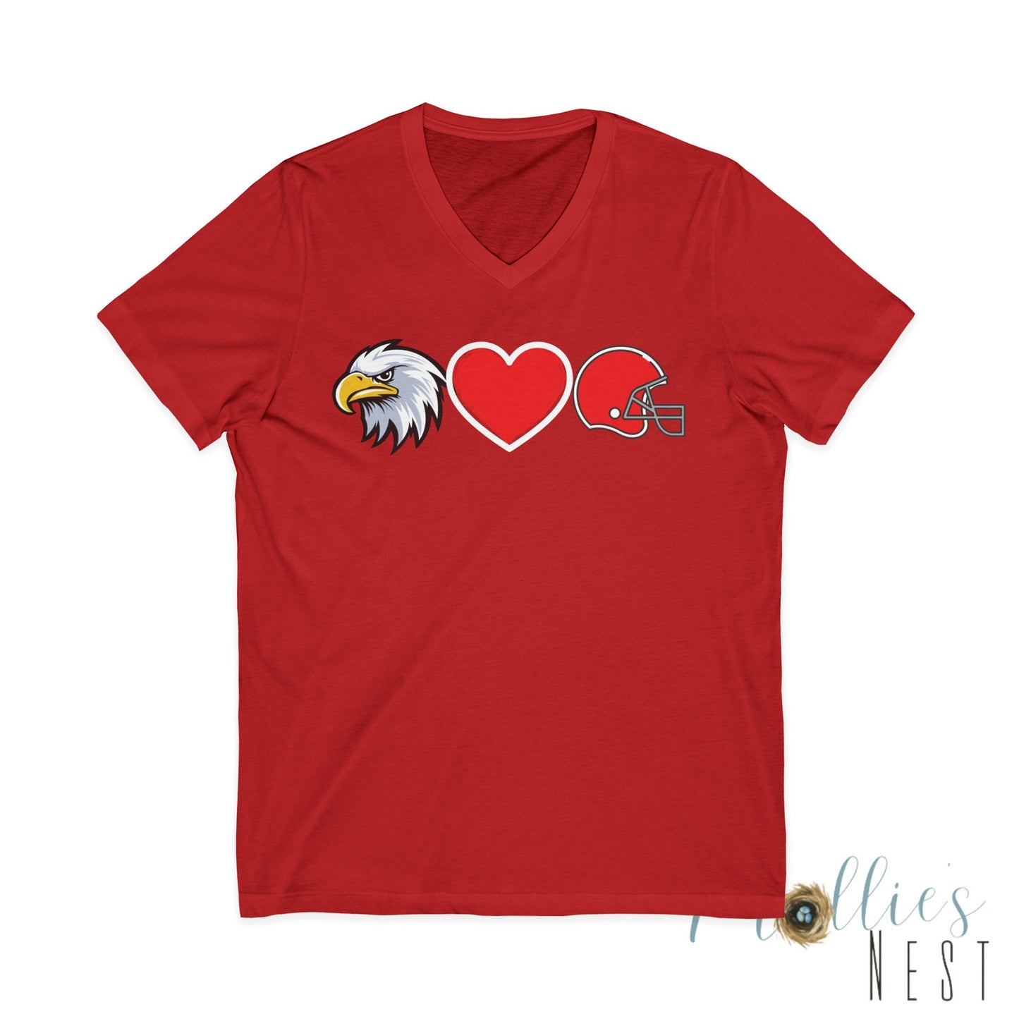 Eagle - Heart - Helmet V-Neck Tee — Football Fan Love Shirt. Eagles