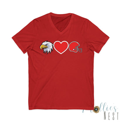 Eagle - Heart - Helmet V-Neck Tee — Football Fan Love Shirt. Eagles